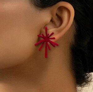 NEW! Elegant Red Enamel Starburst Post Earrings